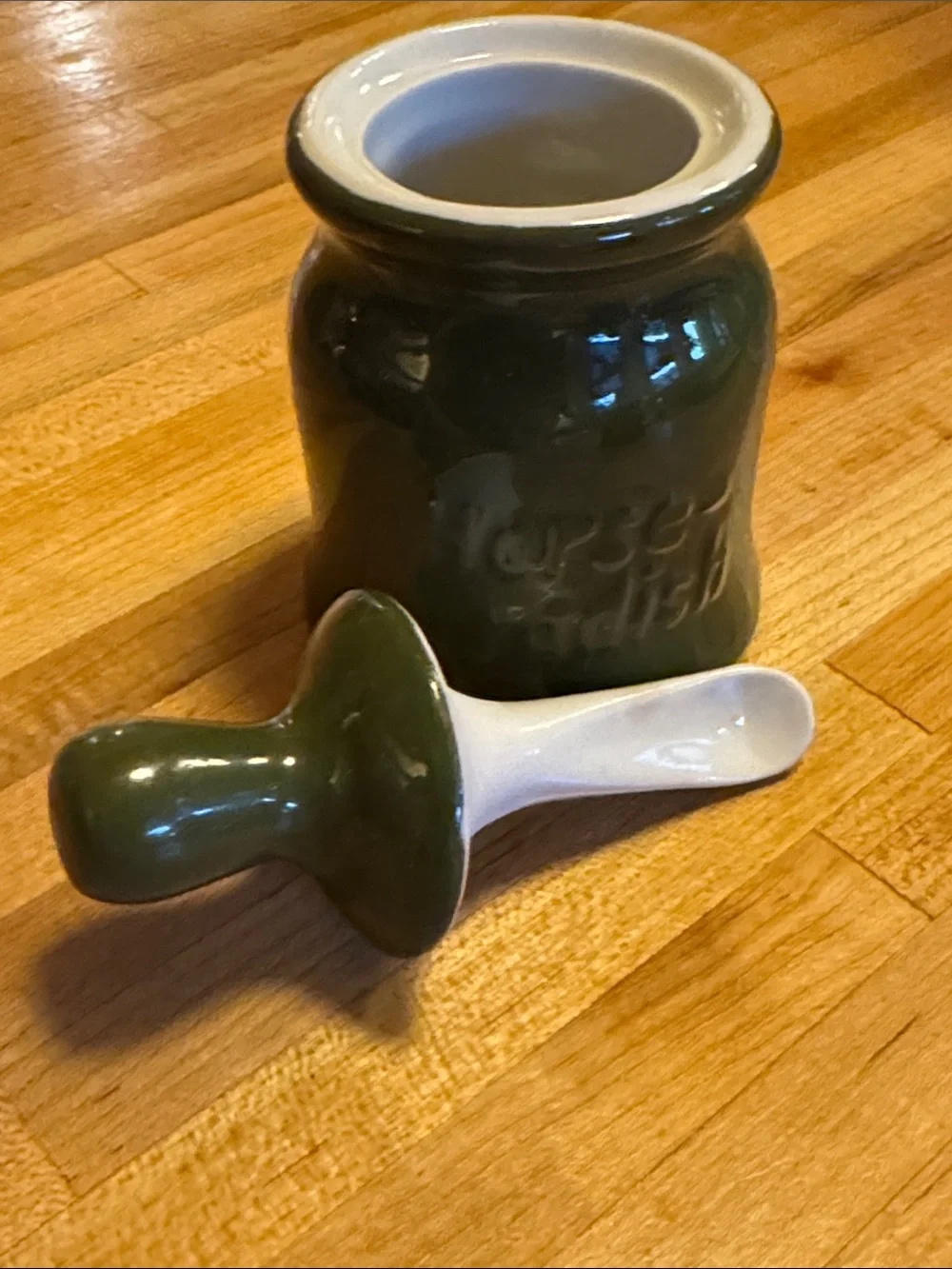 Vintage Green Hall China Ceramic Condiment Jars Set